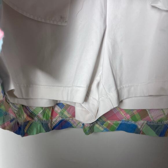 Vintage Y2K 2000s Lady Hagen Madras Patchwork Plaid Golf Skort Size 4 Blue Pink - Picture 2 of 5